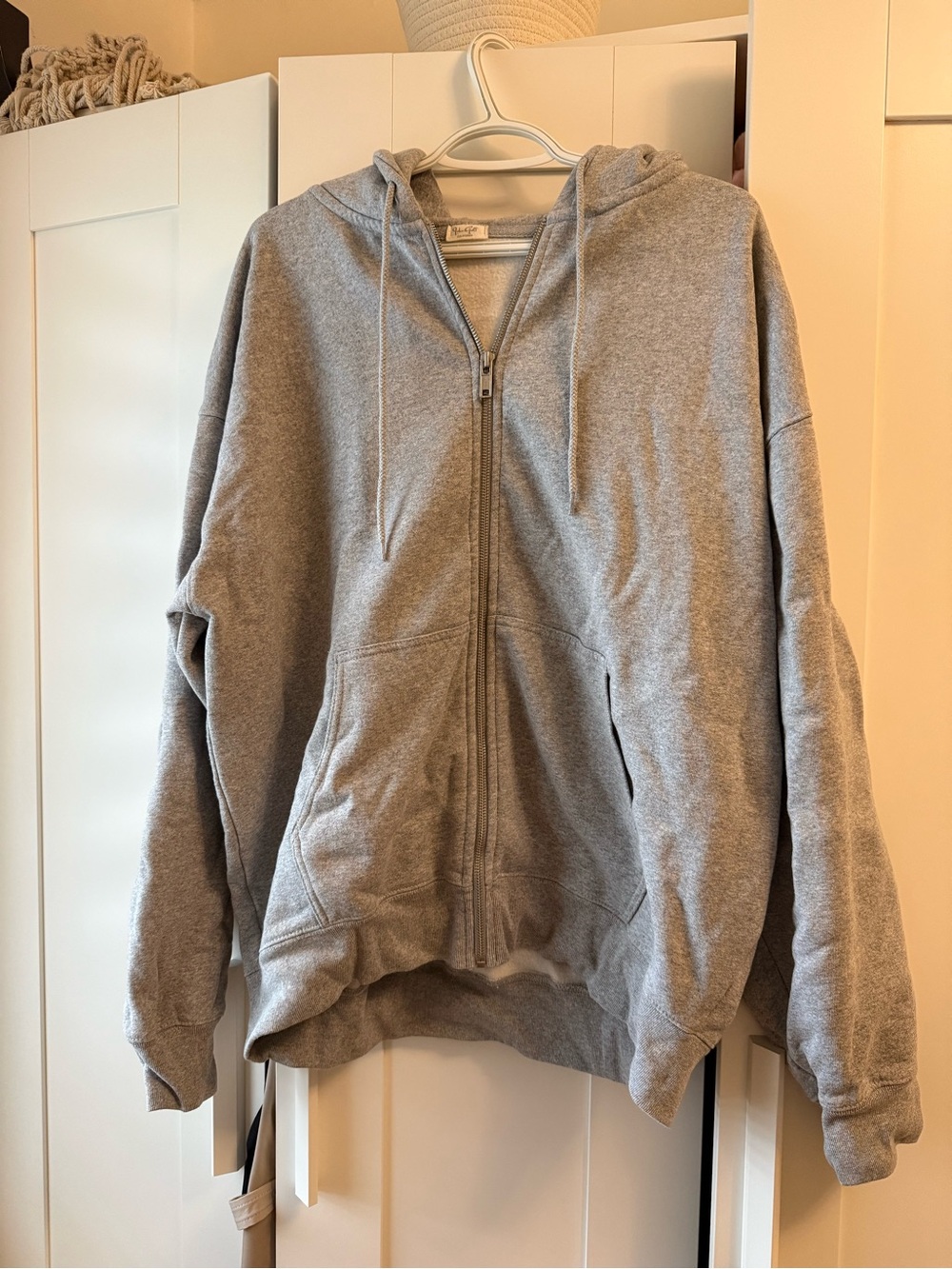 Brandy Melville Oversized Gray Zip-Up Hoodie - Hooded Sweatshirt